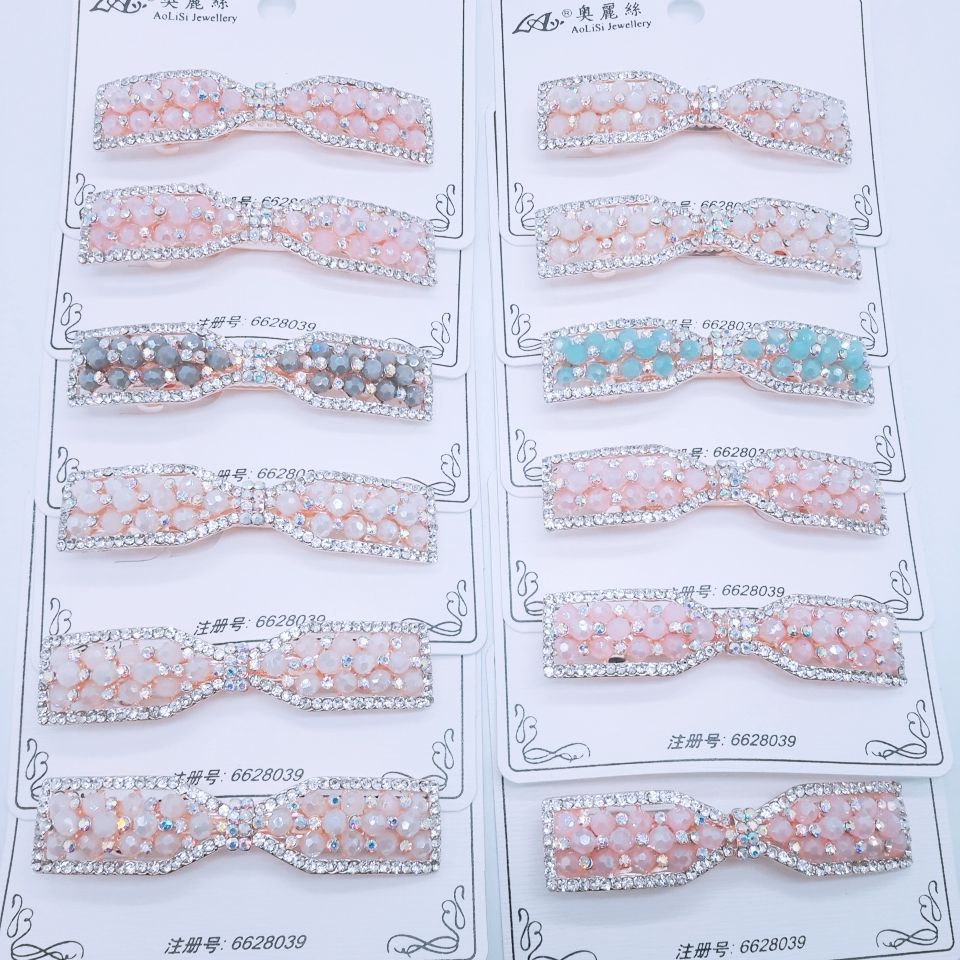 Korean-style hair clips and accessories, ins minimalist style pearl stone shiny powder hair clips, BB clips, back of the head clips, ponytail hair clips