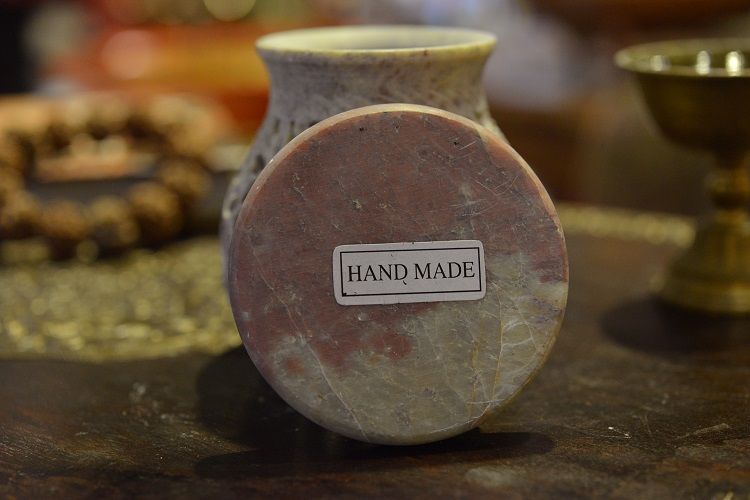 Soapstone vine candlestick detail image 3