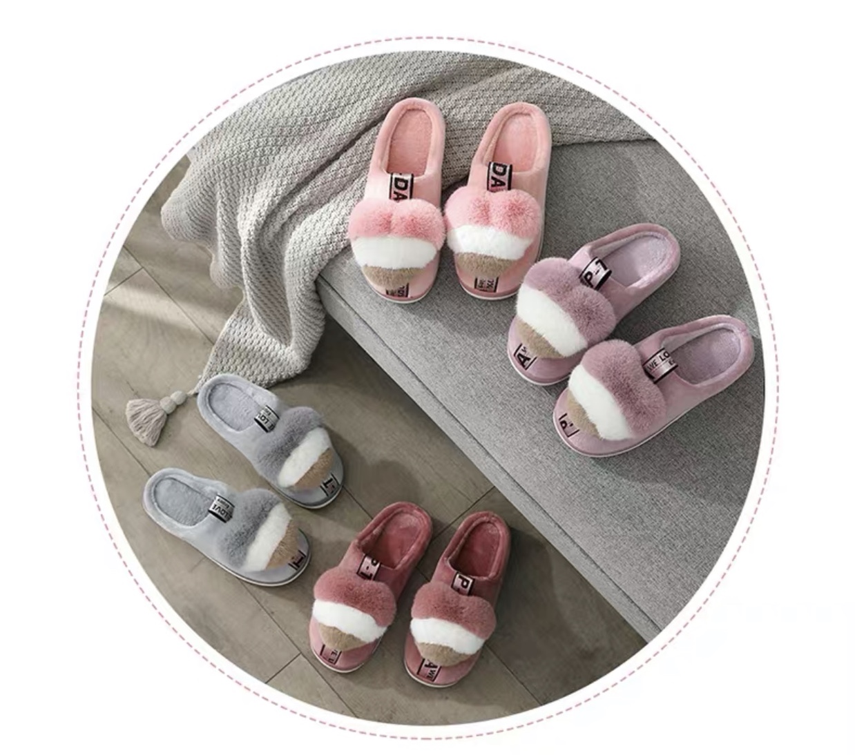 Winter cotton slippers Women's Home 2020 New Winter indoor Home cute couple autumn and Winter plush slippers Winter details Picture
