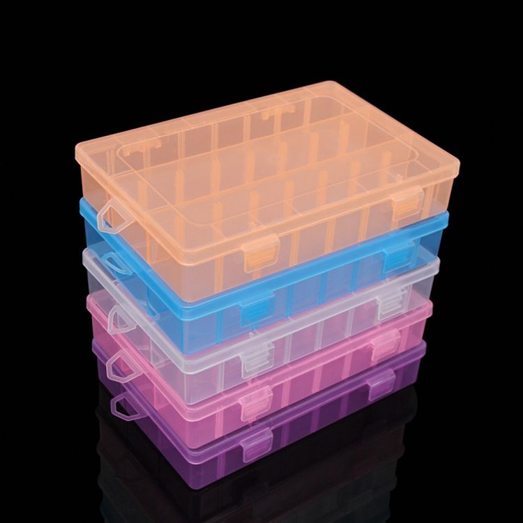 Small 24-compartment empty box plastic storage box, jewelry and medicine packaging box, transparent, environmentally friendly and shock-resistant parts box, storage box
