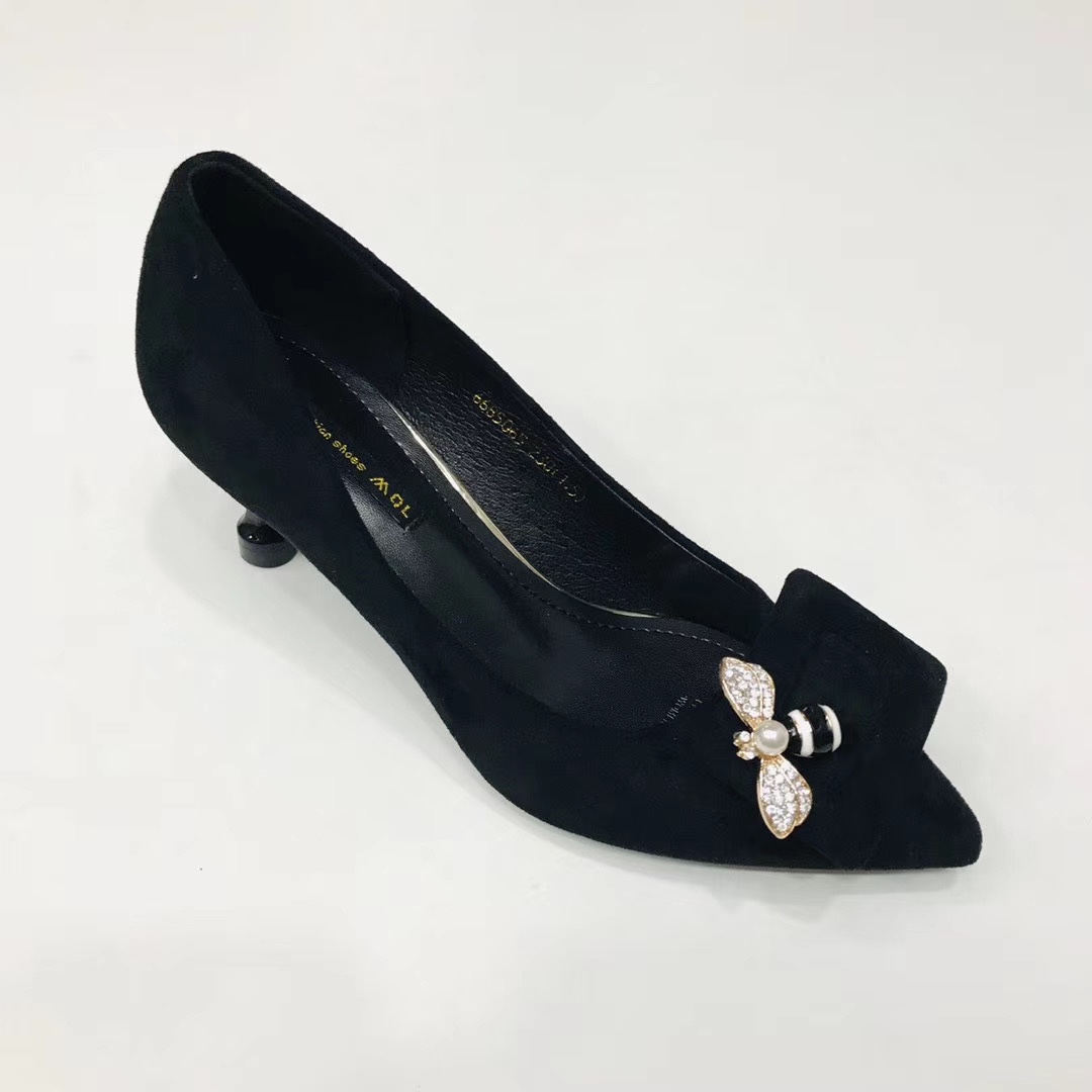 Women's fashionable high-heeled little bee decorative buckle single shoes Specification image