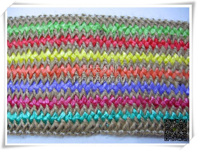 本色麻绳+彩色PP草弹力带 腰带 8.5CM宽详情图2