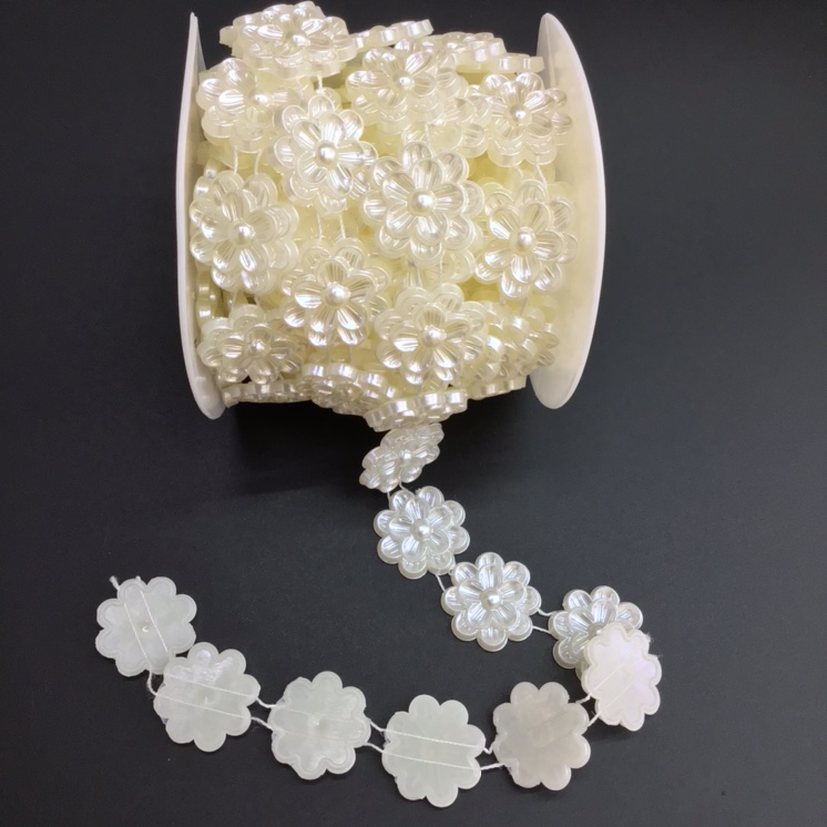 Wholesale of 24mmABS chrysanthemum bead handcrafted DIY headwear, wedding dress, skirt and garment accessories, handicrafts and accessories Specification image