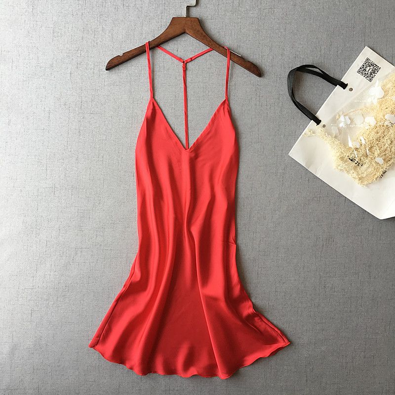 2020 Pyjamas Summer Ladies High-Grade Silk Big Backless Sexy Seductive Halter Pajamas Nightdress full figure