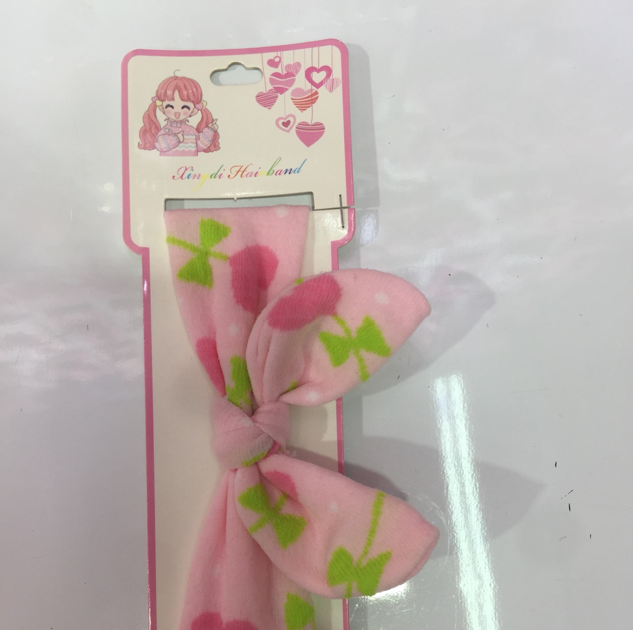 Small leaf peach heart rabbit ear headband thumbnail