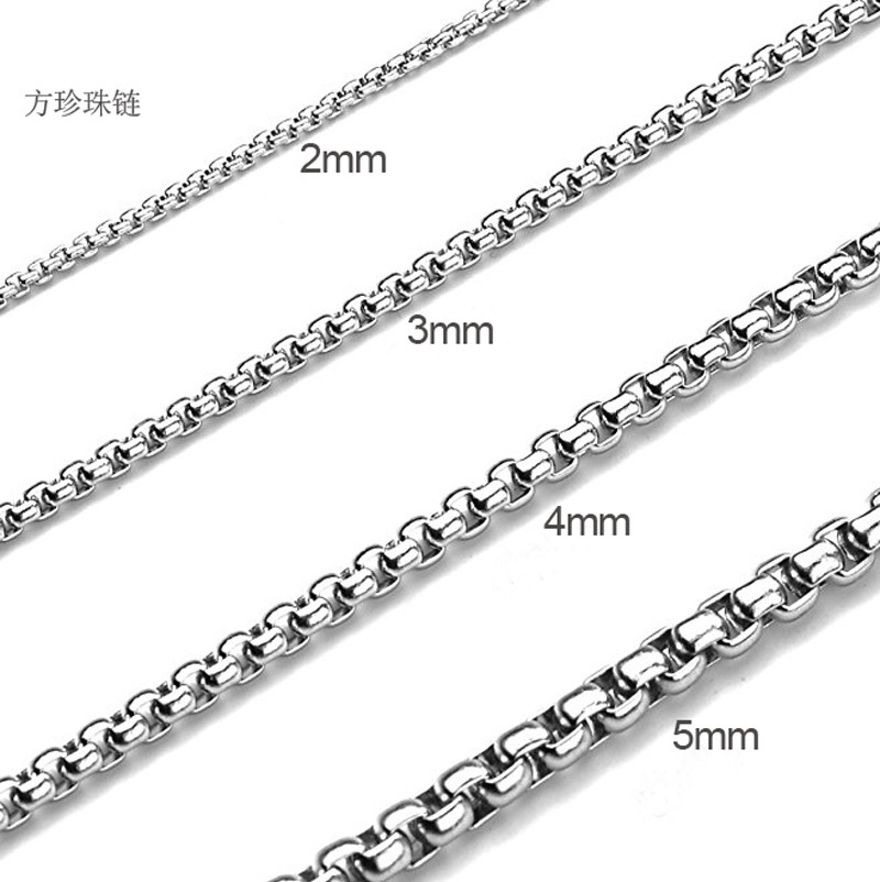 Fashionable and versatile square pearl men's necklace, 55cm details Picture