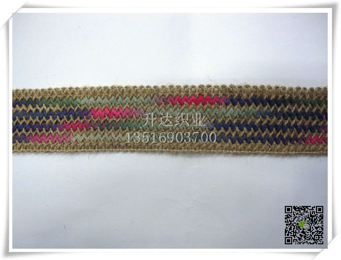 本色麻绳+红色系段染拉拉草编织带 鞋材 5.5CM宽详情图1