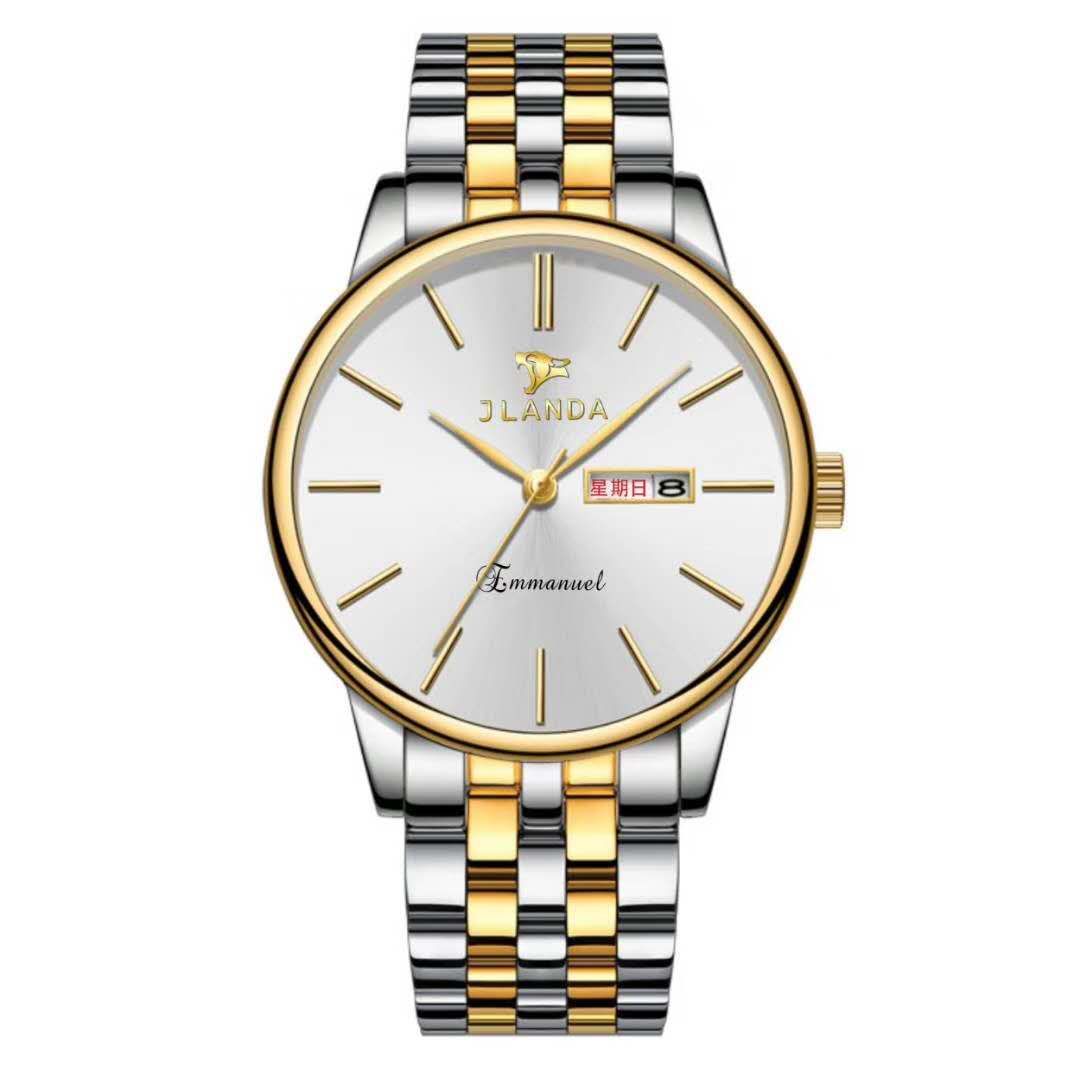 Men's double calendar steel strap waterproof couple watch live-streamed at the street stall