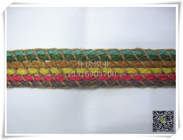 6色麻辫子直拉编织带 鞋材 腰带 帽子装饰带 5.0CM详情图1