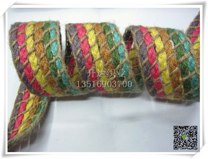 6色麻辫子直拉编织带 鞋材 腰带 帽子装饰带 5.0CM详情图4