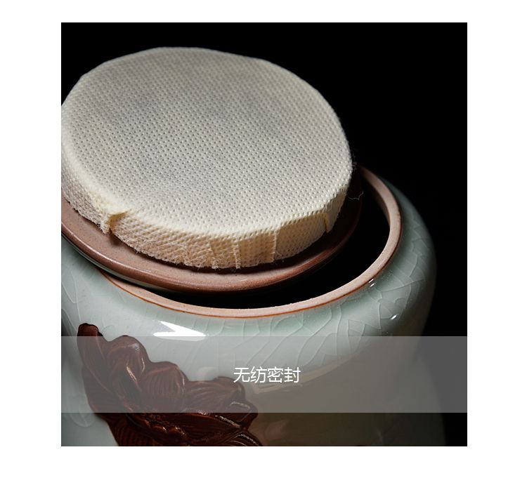 Kun Kun Ceramic Large Ge Kiln Double-layer Gourd Tea canister Storage Canister Moisture-proof sealed Canister Tea ceremony Accessories Safe Packaging 048 detail image 3