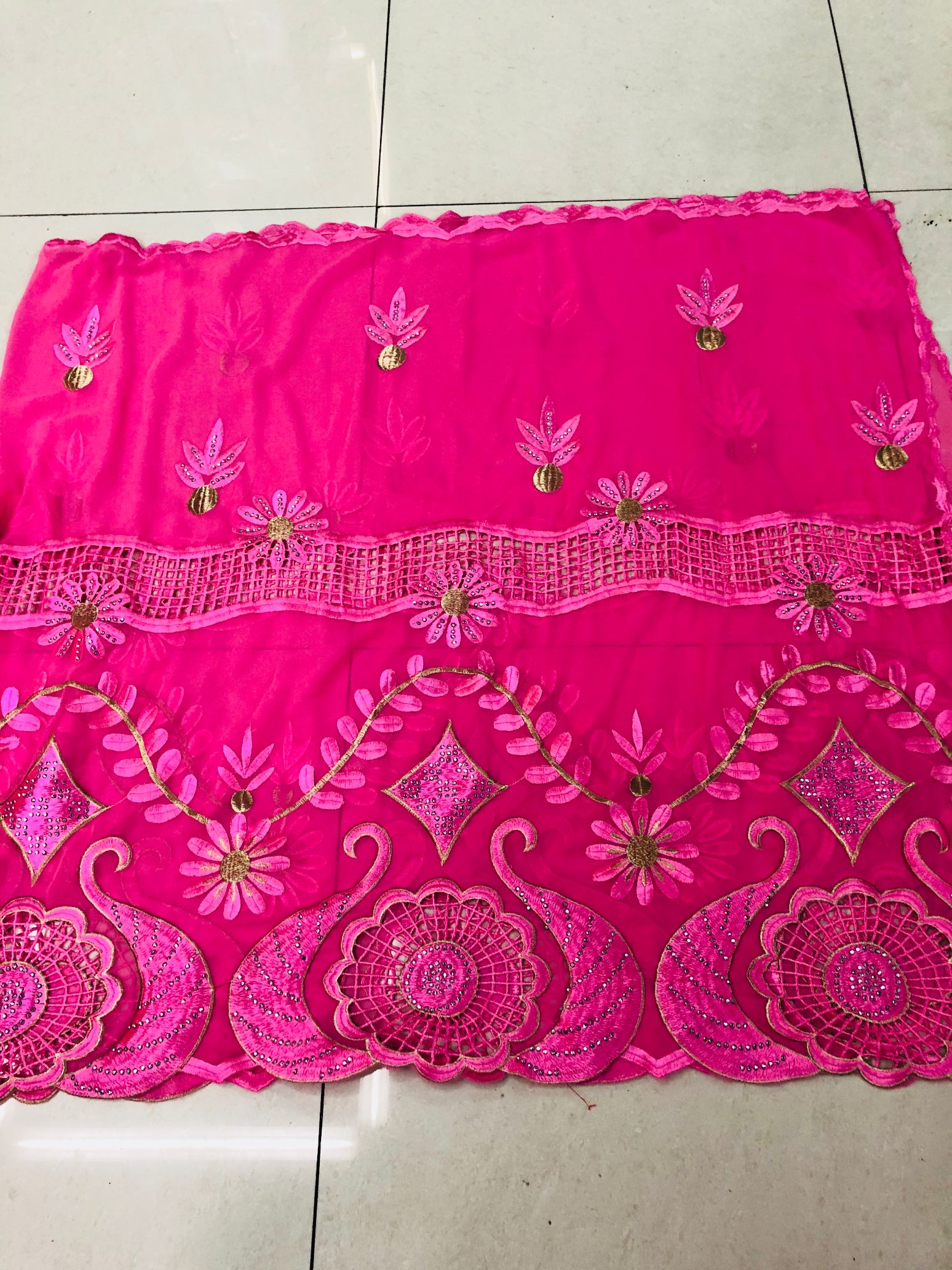 Foreign Trade Domestic Fashion Chiffon Embroidered Press Drill Long Scarf Africa Middle East Women's Scarf Shawl