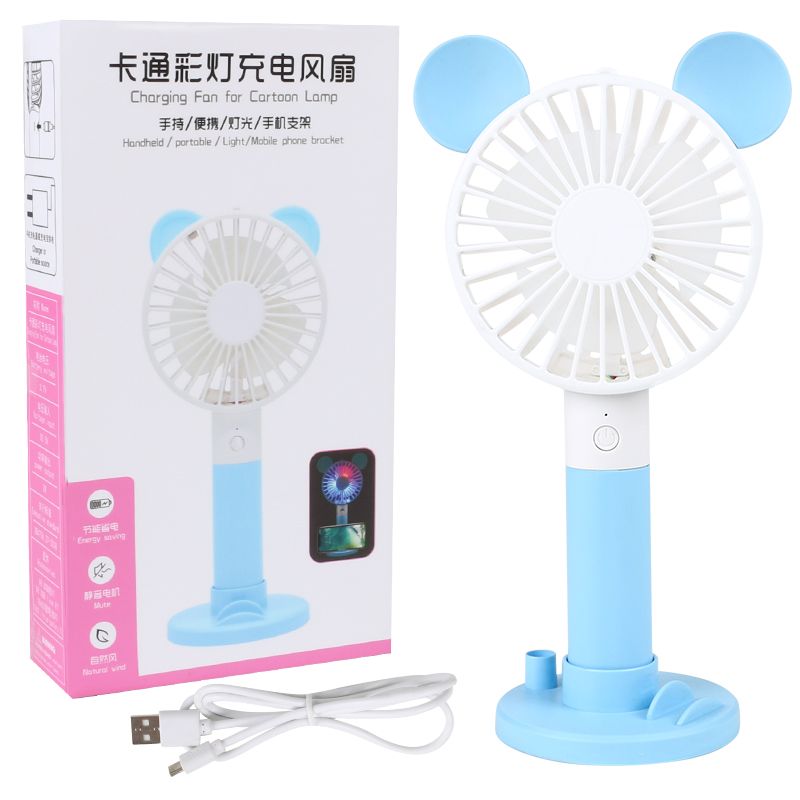 Hot-selling cartoon mini electric fan with base, office desktop silent home bedside fan, dormitory student fan Specification image