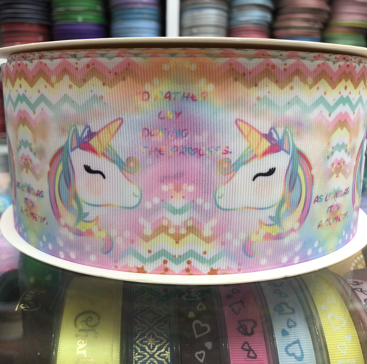 7.5cm螺纹热转印刷带独角兽，可定制