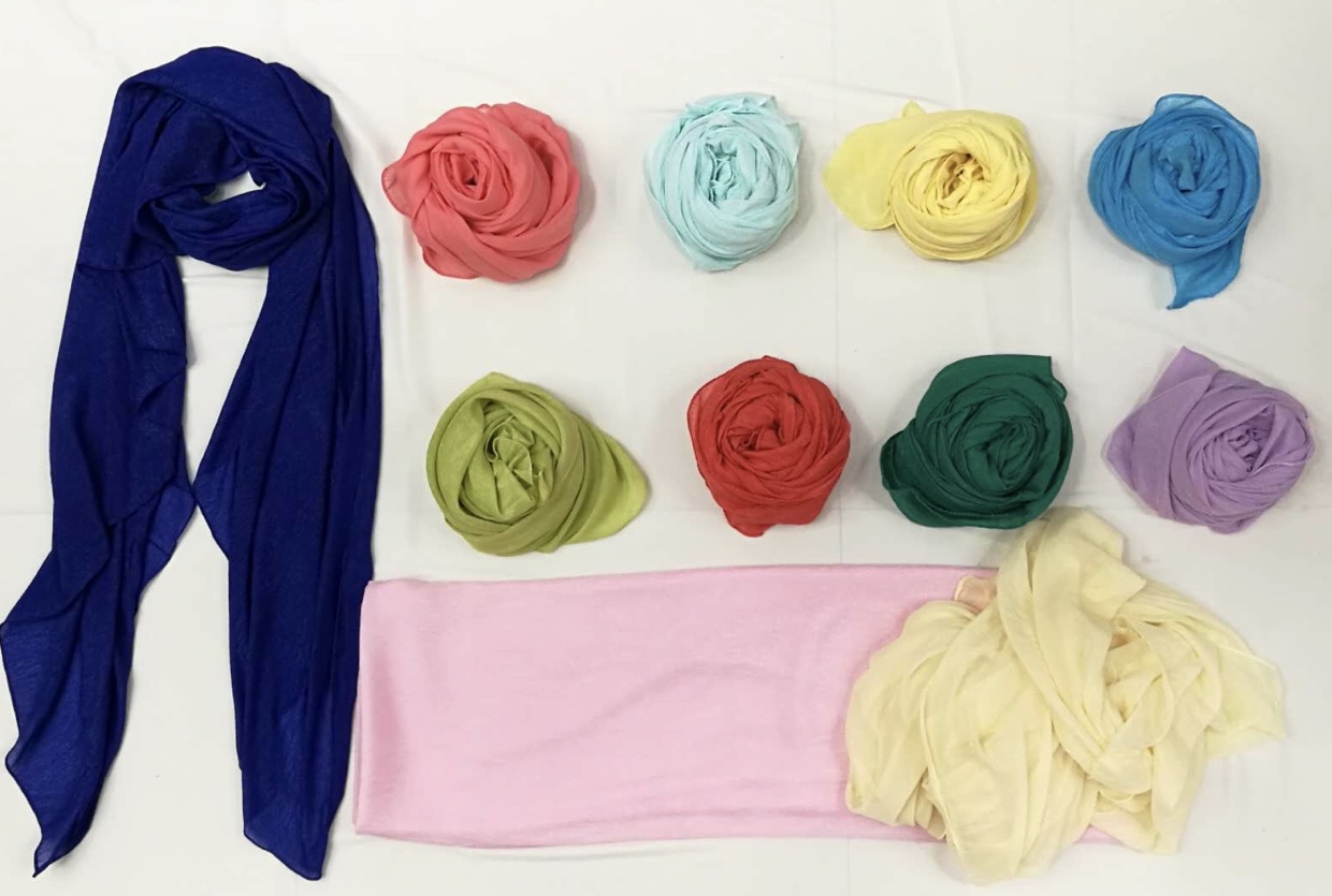 Chiffon Wrinkle Monochrome Spring, Summer, Autumn And Winter New Variety Silk Scarf 520&55 details Picture
