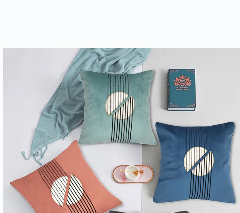 亚马逊爆款家居办公室沙发腰枕靠枕靠垫定制毛绒刺绣抱枕套详情图1