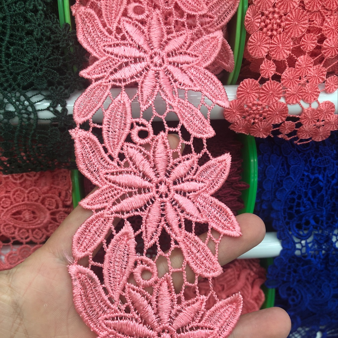 Embroidered lace, colorful lace embroidery