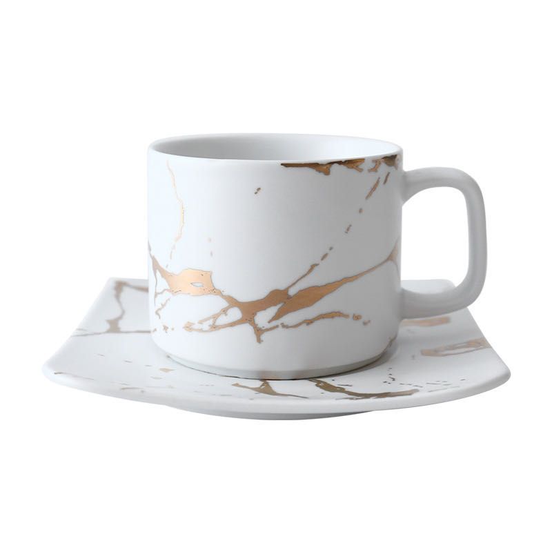 A modern and fashionable large coffee cup with a marble pattern in Nordic style details Picture