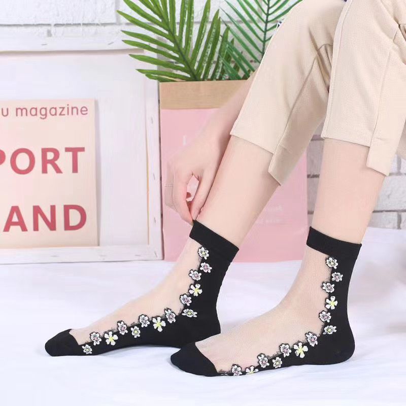 12 pairs of ladies' foot heel split socks crystal glass silk non-slip plus cotton sole split socks foot split socks factory direct sale Application Scenario