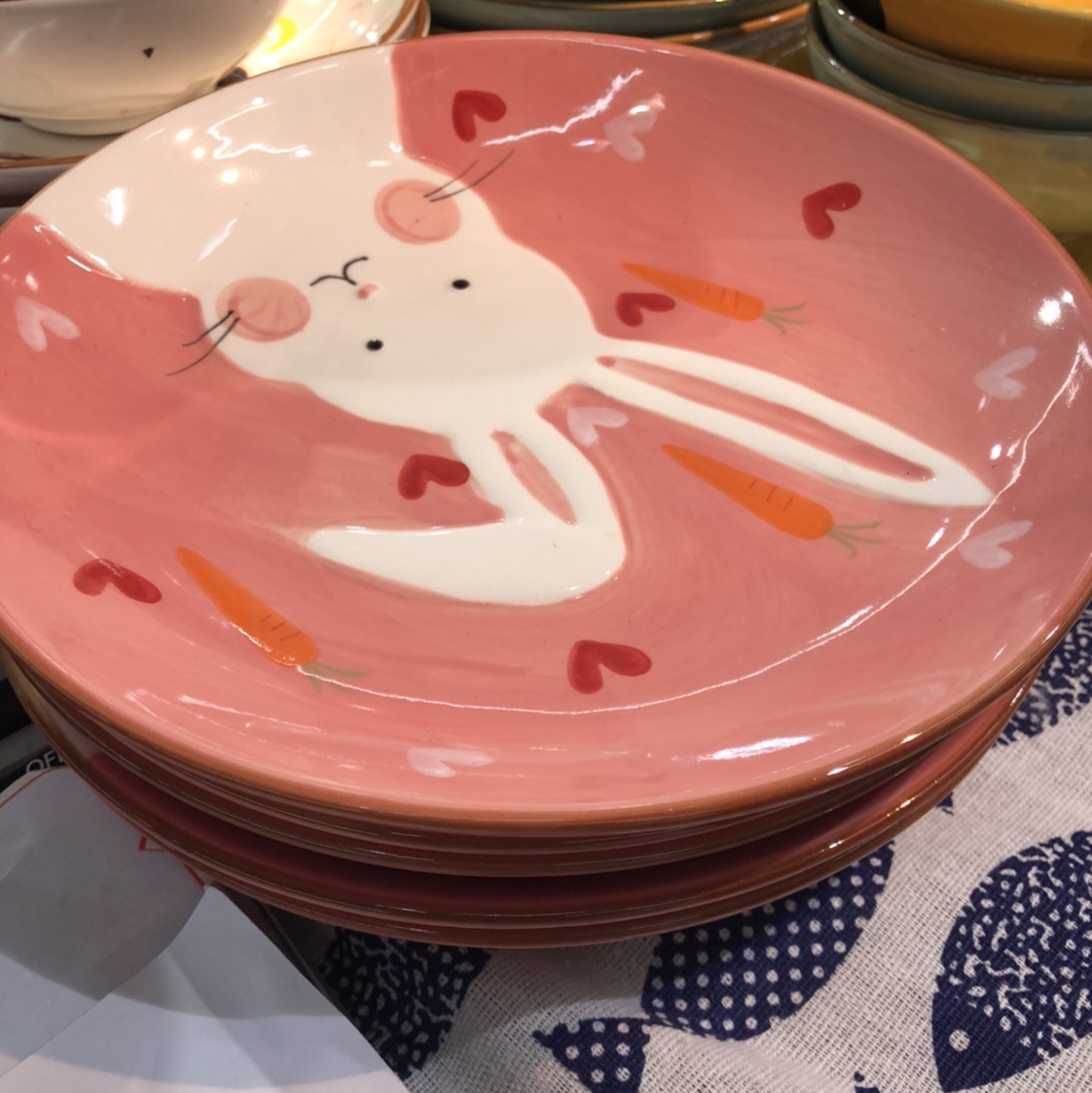 小白兔陶瓷果盘色拉盘粉色可爱风10