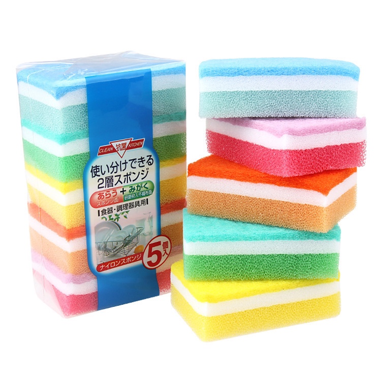 Manufacturers direct Japanese packaging color wash dishes sponge brush composite mesh clean cloth super decontaminate thumbnail