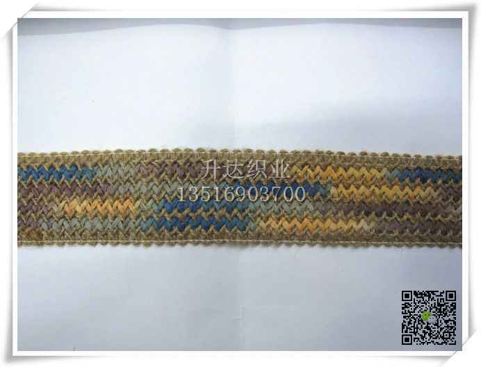 本色麻绳+黄蓝段染拉拉草编织带 鞋材 5.5CM宽详情图1