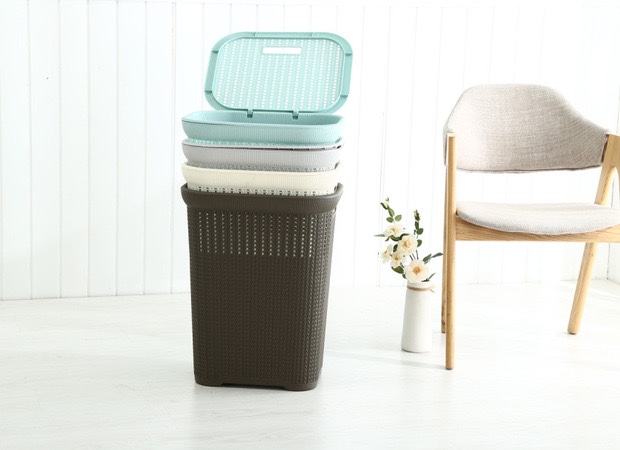 Large square plastic imitation rattan woven laundry basket with cover laundry basket dirty laundry basket dirty laundry basket