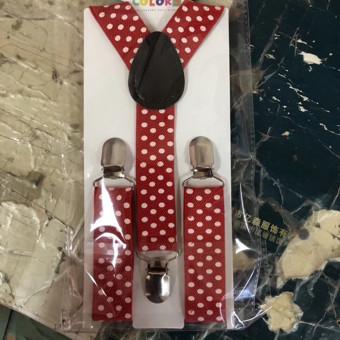 Adult Children Polka Dot Suspenders Fashion Monochrome Men's And Women's Suspenders Stretch Triple Clip Suspenders