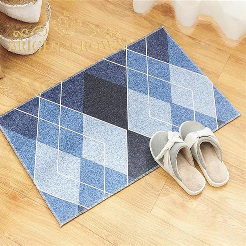 Modern European square kitchen door crystal velvet geometric HD printed kitchen floor mat household 3D carpet thumbnail