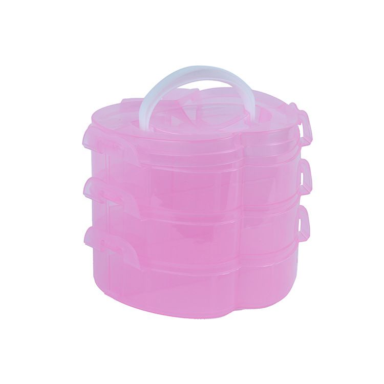 Three-layer transparent plastic jewelry storage and classification for apples, medicine box packaging box, needle and thread supplies storage box details Picture