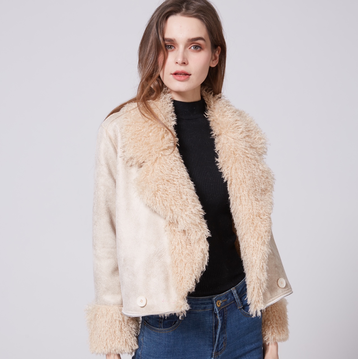 The 2020 new Korean-style trendy, fashionable, versatile and elegant fur three-in-one coat