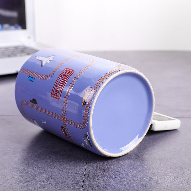 Blue Cup Gamepad Ceramic Cup Square Game Console Gamepad Mark Creative Game Modeling Bone China Cup Item Picture