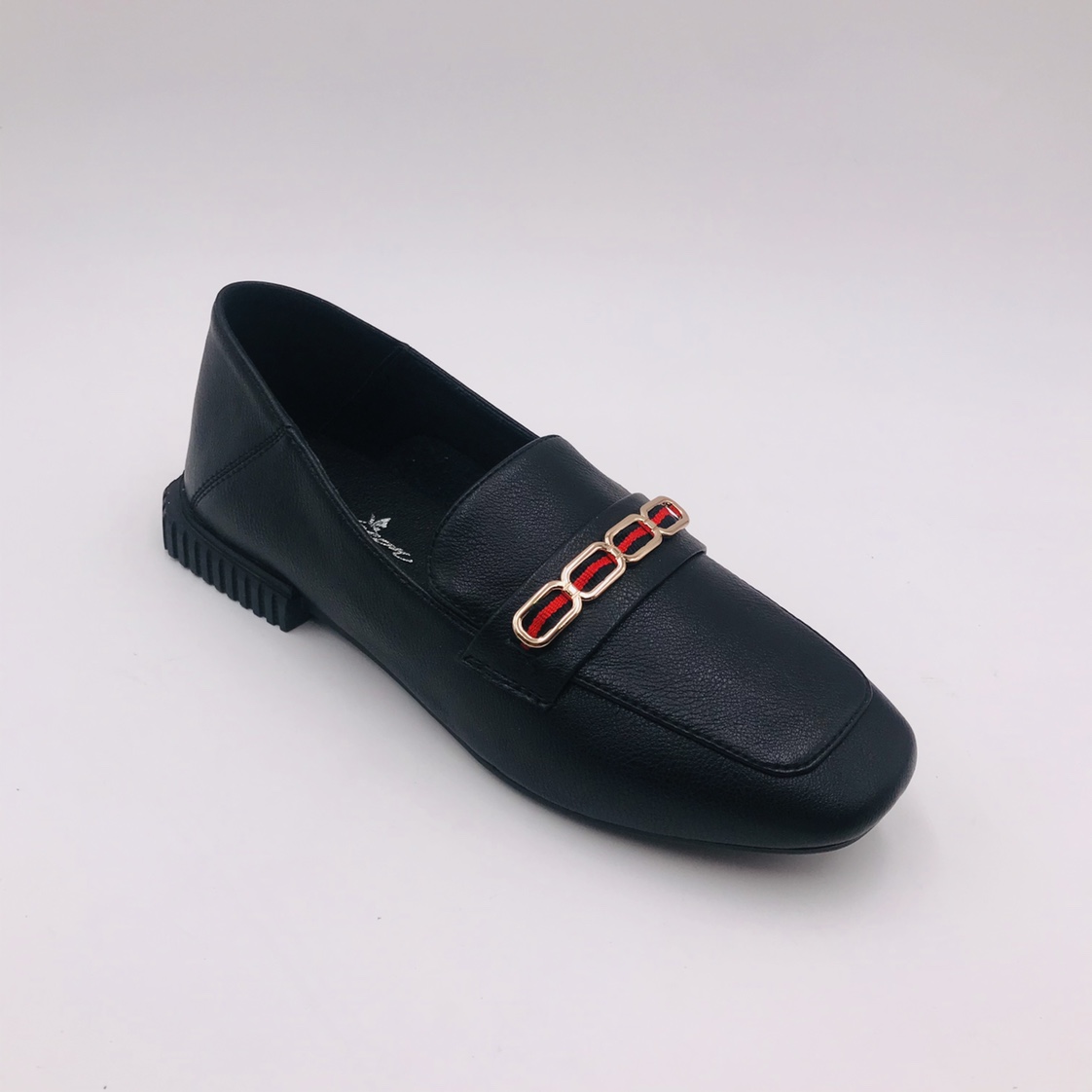 Women's soft-soled leather textured flat comfortable single shoes details Picture