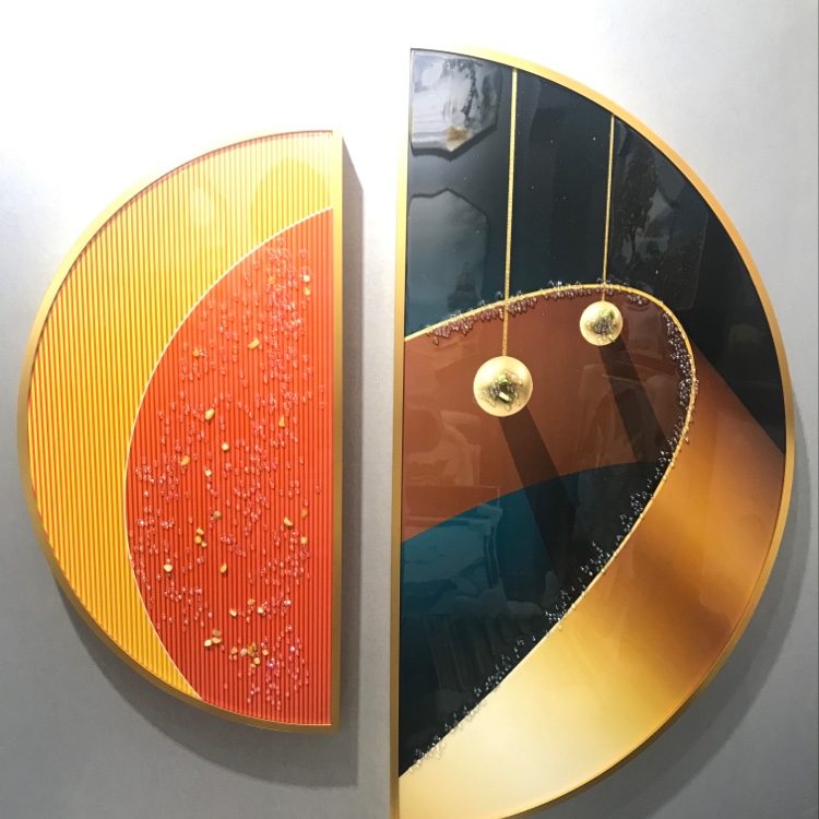 画亿晶钻贝装饰画半圆组合玄关画餐厅画抽象画产品图