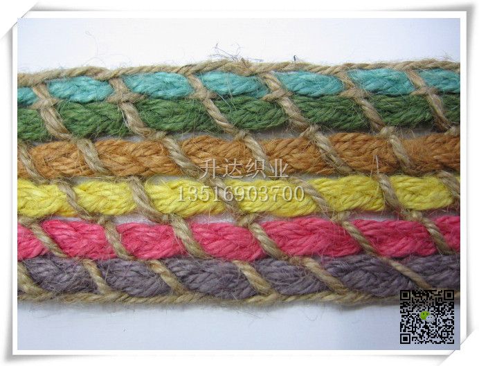 6色麻辫子直拉编织带 鞋材 腰带 帽子装饰带 5.0CM详情图2