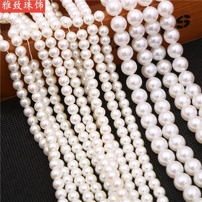 6Mm Water Ground Abs Imitation Pearl Straight Hole Round Bead Jewelry Accessories Headwear Accessories Clothing Accessories Item Picture