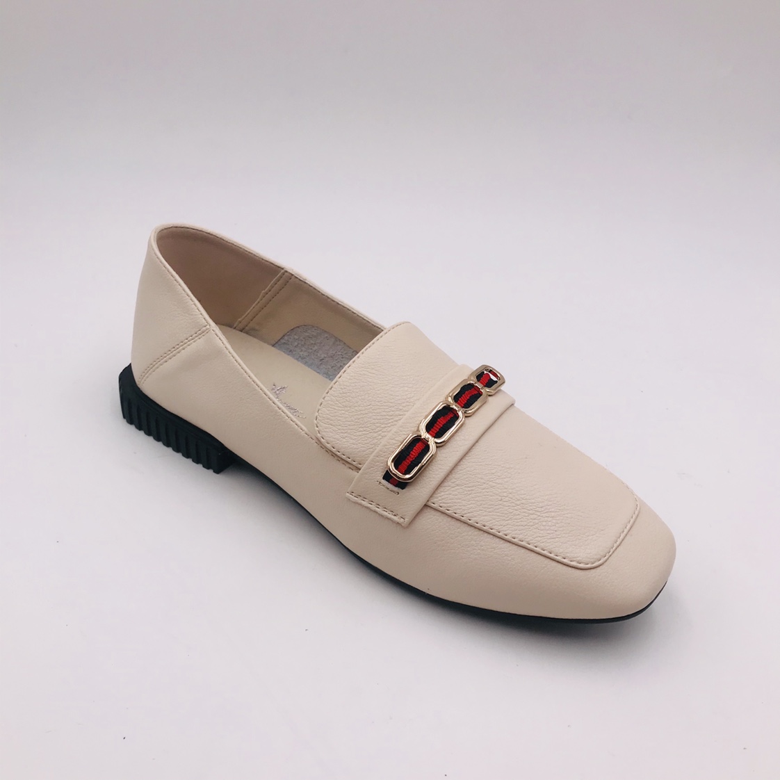 Women's soft-soled leather textured flat comfortable single shoes