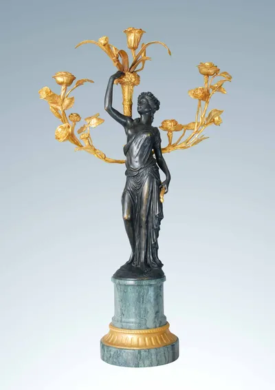 Copper Carving European Girl Candle Stand Office Home Living Room Indoor Copper Decoration Soft Decoration Products Modern Gift Giving