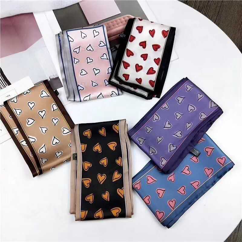 2020年新款韩版数码印花小桃心小丝巾图