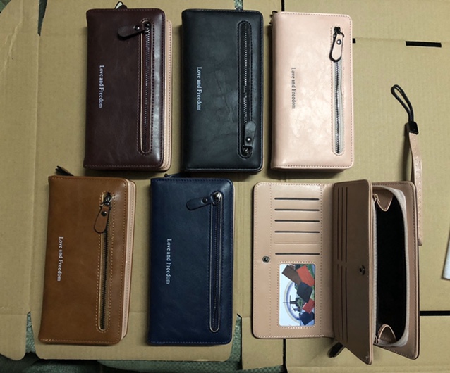 Long two-fold zipper wallet