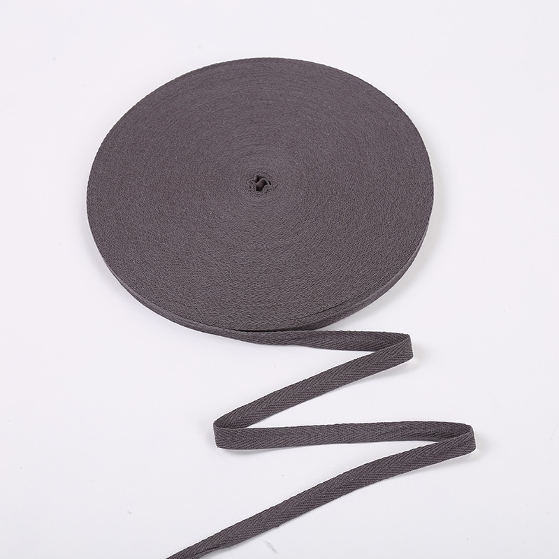 1 cm deep hemp grey herringbone cotton ribbon thumbnail