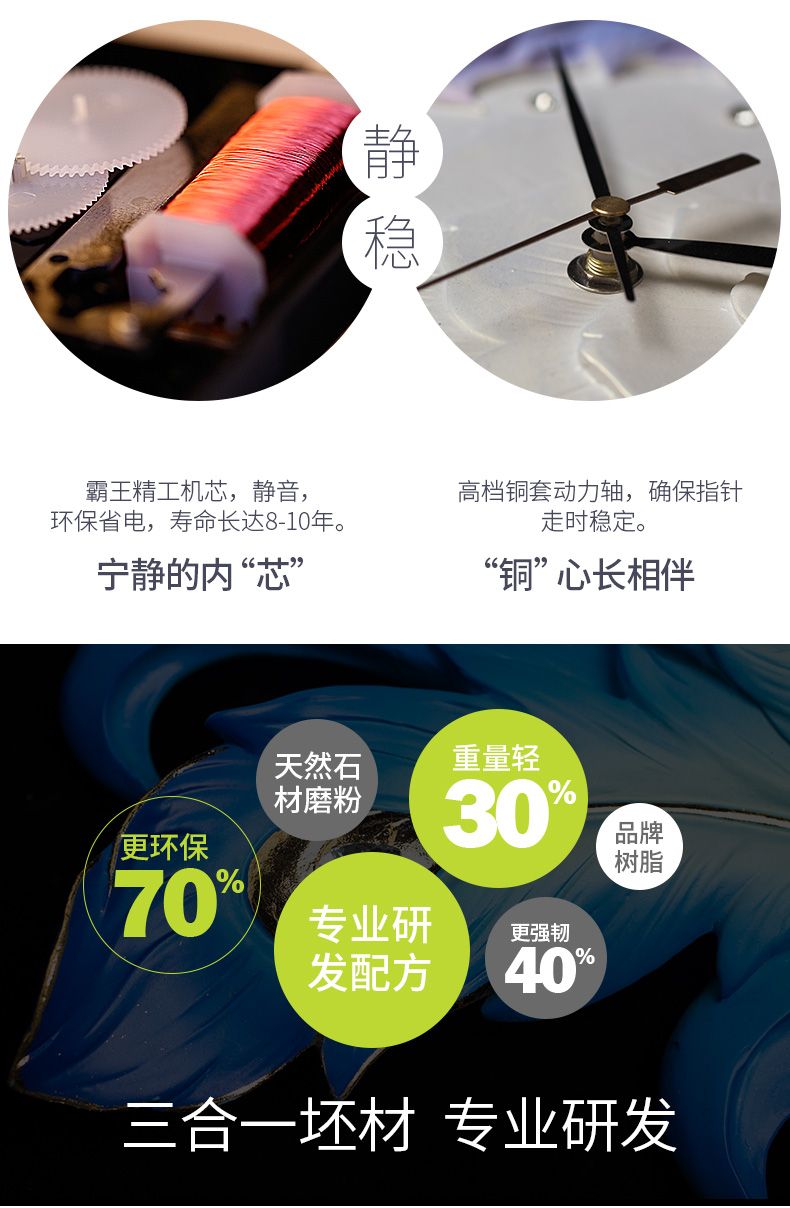 钟表客厅孔雀挂钟创意客厅装饰挂表家用艺术中式壁钟轻奢大气时钟详情图3