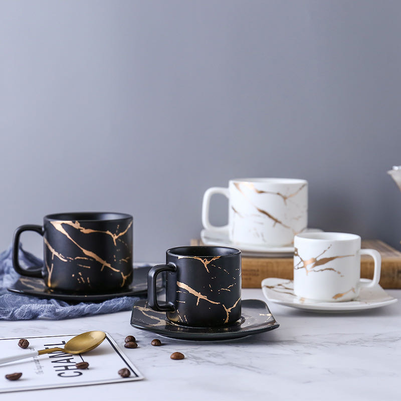 北欧风格现代时尚大理石纹金小号咖啡杯碟详情图4