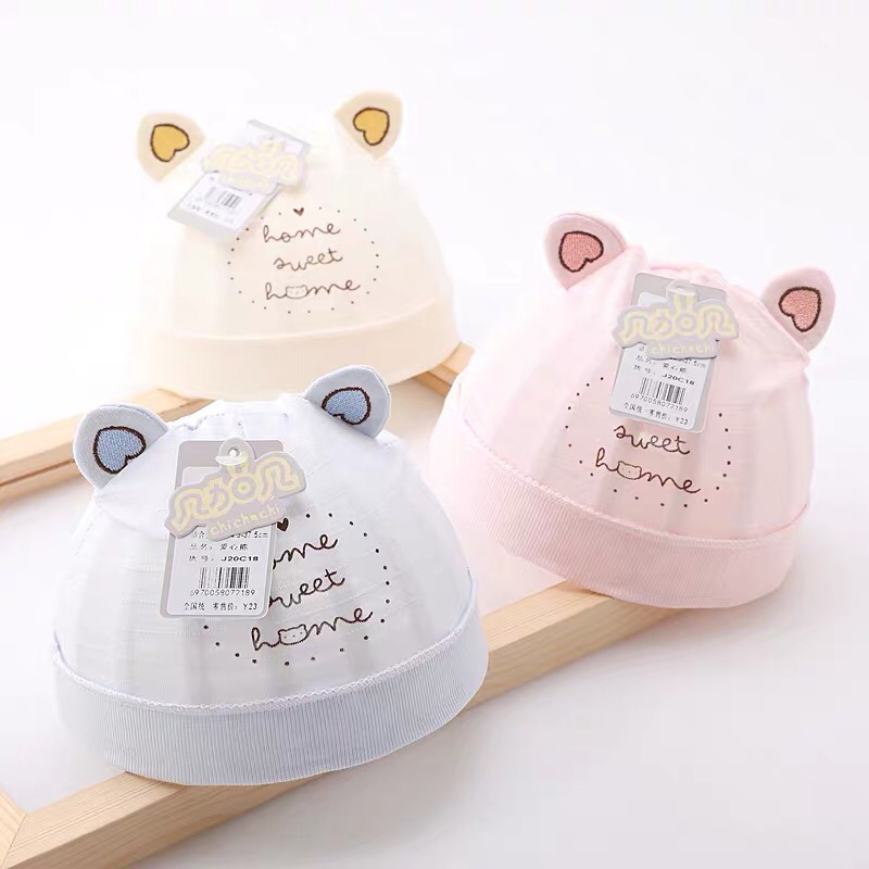 Neonatal tire cap summer thin breathable baby cap summer single layer cotton 0-3 months halogen door cap thumbnail