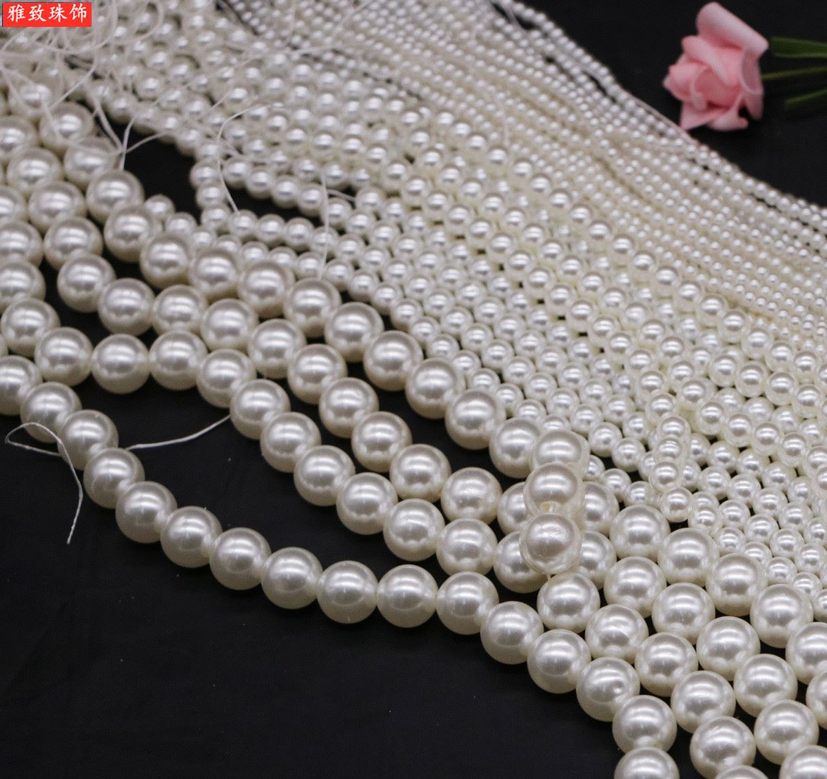 6Mm Water Ground Abs Imitation Pearl Straight Hole Round Bead Jewelry Accessories Headwear Accessories Clothing Accessories details Picture