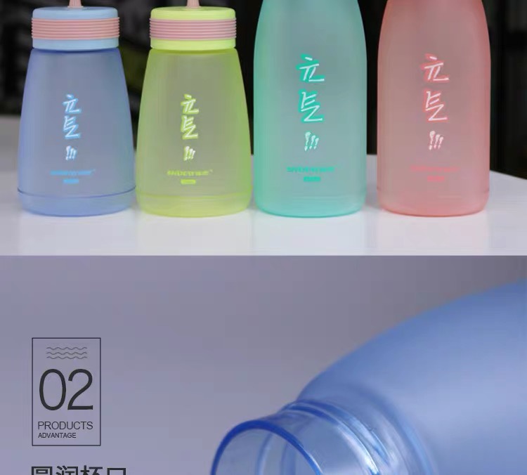 顺美6972-400ml、6973-600ml元气杯密封防漏男女学生时尚随手杯大容量磨砂塑料水杯详情图7