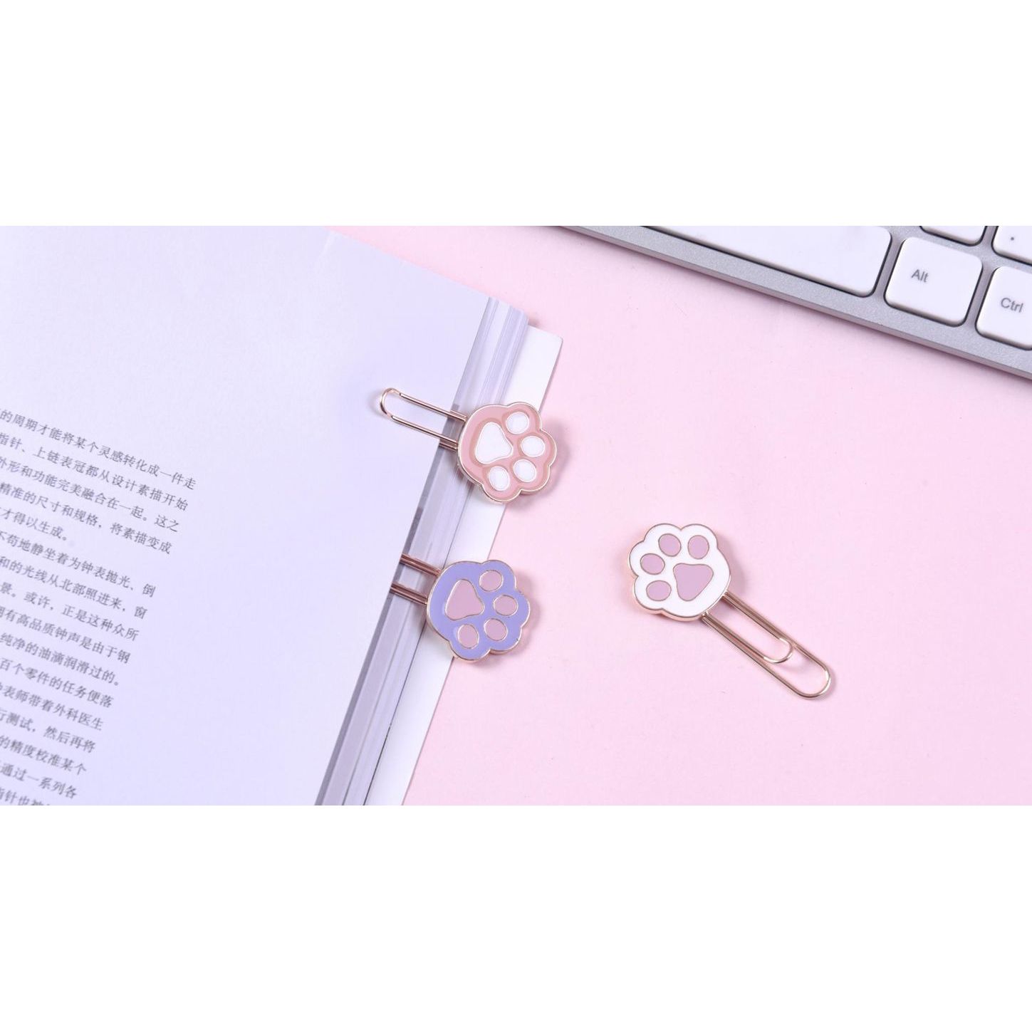 Yiwu Selection cute Cat paw metal bookmark /28708