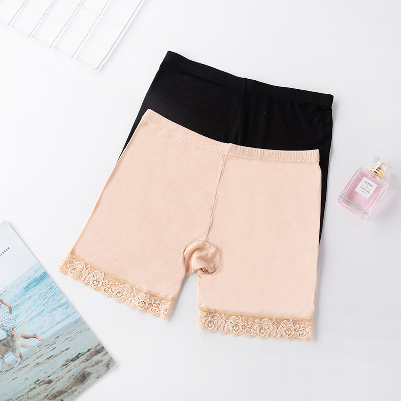 Women's anti-glare, high-elasticity, large-sized wooden delta four-corner leggings with an excellent hand feel and high-quality lace-trimmed underpants