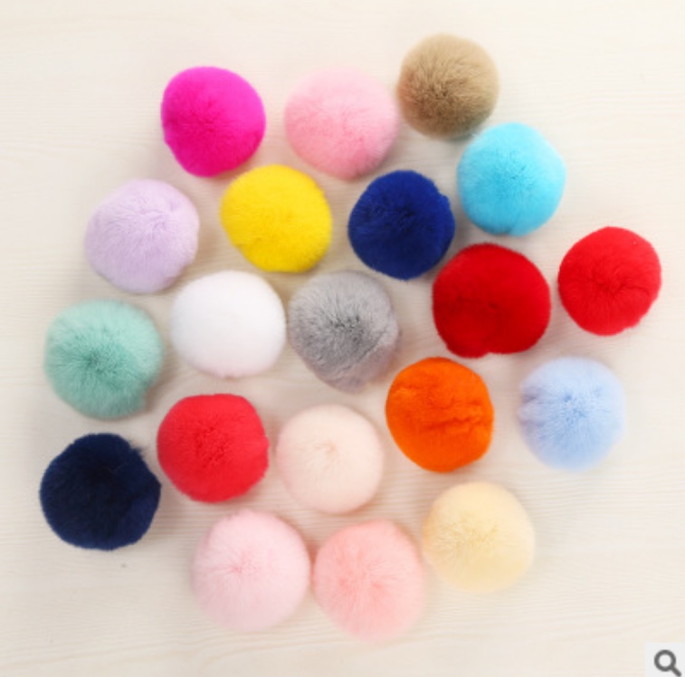 环保獭兔毛球挂饰 獭兔毛球足8cm兔毛球 汽车饰品挂件辅料小毛球