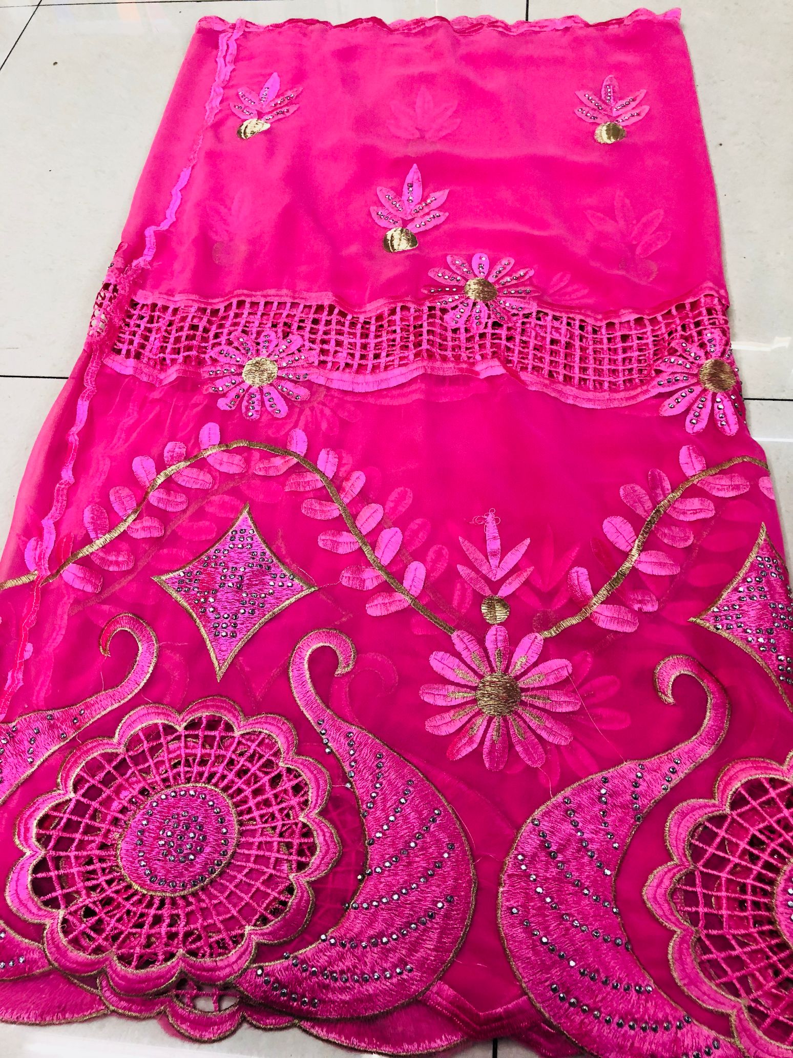 Foreign Trade Domestic Fashion Chiffon Embroidered Press Drill Long Scarf Africa Middle East Women's Scarf Shawl details Picture